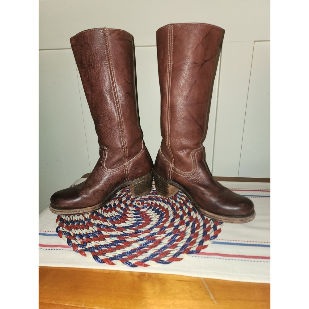 VTG Frye Campus Leather Brown Boots 8M Womens Round Toe Western Made in USA - Picture 9 of 16